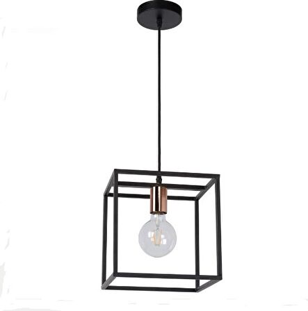 Rys Retro Metal Siyah Rose Kare Dekoratif Sarkıt Avize