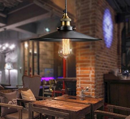 Rys Retro Metal Dekoratif  Rustik Tekli Sarkıt Avize 40 cm