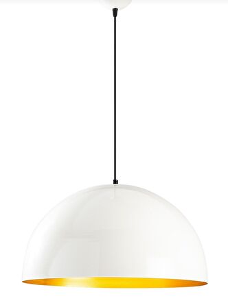 Rys  Retro Metal Dekotatif Beyaz İçi Gold Dekoratif Tekli Saklıt Avize Çap:30 cm