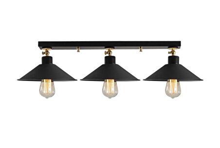 Rys Retro Metal Dekoratif Tavan Plofyoner Mafsallı 3 lü Sıralı Avize En:60 cm