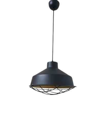 Rys Retro Metal Siyah Dekoratif Kafesli Siyah İçi Gold Kafe Mutfak Avize Çap:30 cm