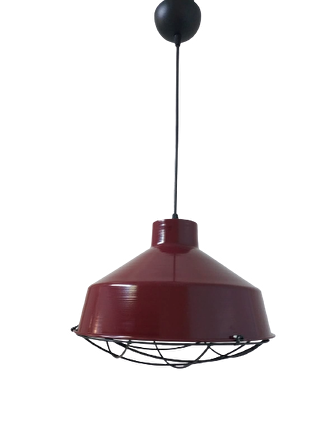 Rys Retro Metal Bordo Dekoratif Kafesli Tekli Sarkıt Kafe Mutfak Aydınlatma Çap:30 cm