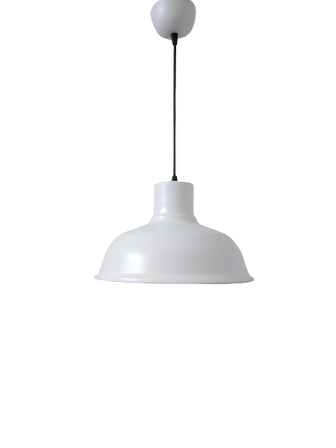 Rys Retro Metal Beyaz içi Beyaz Dekoratif Kafe Mutfak Tekli Sarkıt Avize Çap:30 cm