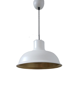 Rys Retro Metal Beyaz içi Gold Dekoratif Kafe Mutfak Tekli Sarkıt Avize Çap:30 cm