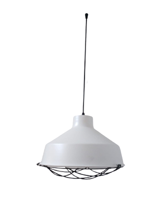 Rys Retro Metal Beyaz içi Beyaz Kafesli Dekoratif Tekli Sarkıt Avize Çap:30 cm