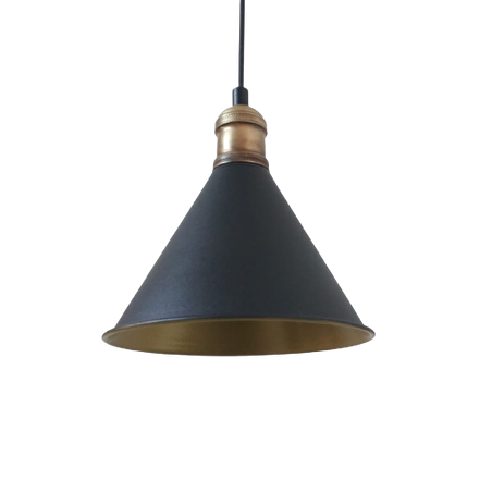 Rys Retro Metal Siyah İçi Gold Dekoratif Tekli Rustik Sarkıt Avize Çap:17 cm