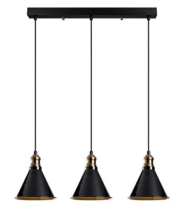 Rys Retro Siyah 3 Lü Masa Üstü Sıralı Dekoratif Rustik Sarkıt Avize En 60 cm