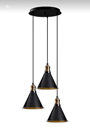 Rys Retro Metal 3 Lü Dekoratif Rustik Sarkıt Avize Çap 30 cm