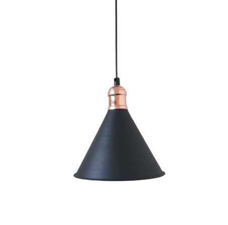 Rys Retro Metal Siyah İçi Gold Dekoratif Tekli Rustik Sarkıt Avize Çap:17 cm
