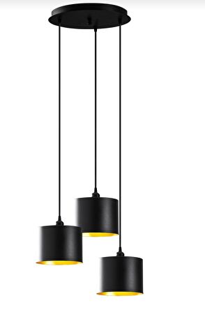 Rys Retro Metal Siyah 3 Lü Dekoratif Rustik Sarkıt Avize Çap:30 cm