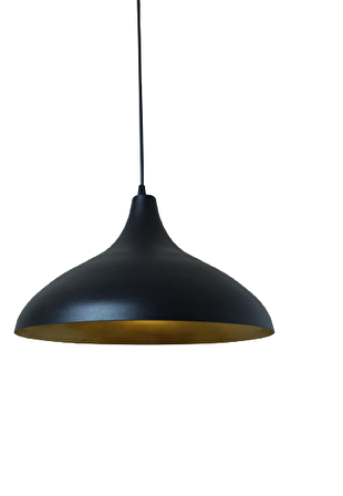 Rys Retro Metal Dekoratif Rustik Kafe Mutfak Aydınlatma Siyah içi Sarı Sarkıt Avize Çap:35 cm