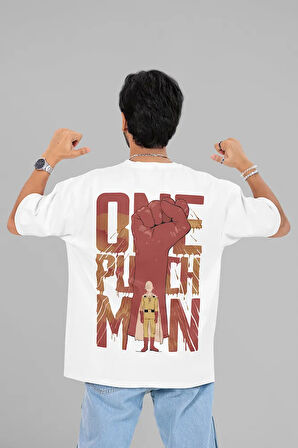 One Punch Man Baskılı Unisex Oversize Anime Karakter Tişört
