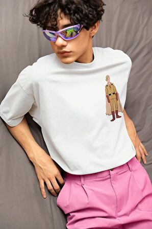 One Punch Man Baskılı Unisex Oversize Anime Karakter Tişört