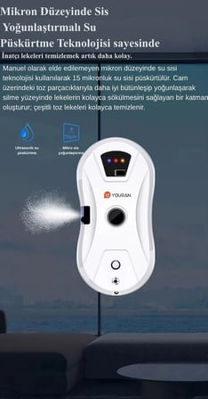  RZ1-11 Crystal Cam Silme Robotu Kumandalı Su Püskürtmeli Çift Moplu