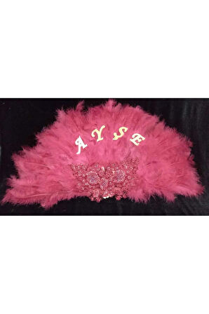 İsme Özel Büyük boy Kına Yelpazesi Tüylü Aplike Yelpaze Kına Malzemesi