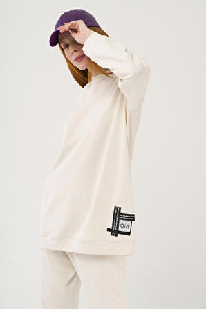 
S-3991 Slogan Nakışlı Basic Oversize Sweatshirt Takım