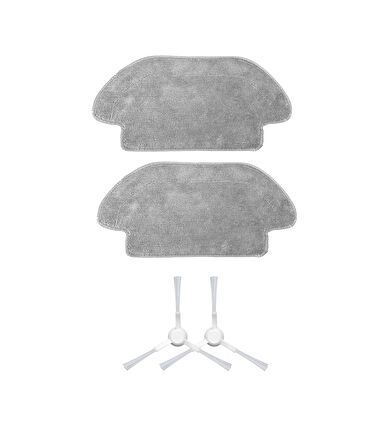 Xiaomi S10 (S10+ ve S10T Değil) Uyumlu Yedek Mop ve Yan Fırça-4 Parça