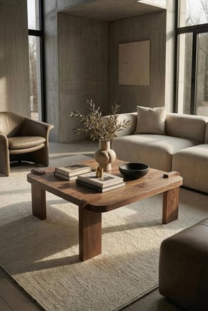 Modern Orta Sehpa Ceviz Renk Üst Tablalı MDF ahşap Şık Tasarım Salon Sehpası