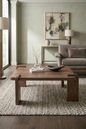 Modern Orta Sehpa Ceviz Renk Üst Tablalı MDF ahşap Şık Tasarım Salon Sehpası