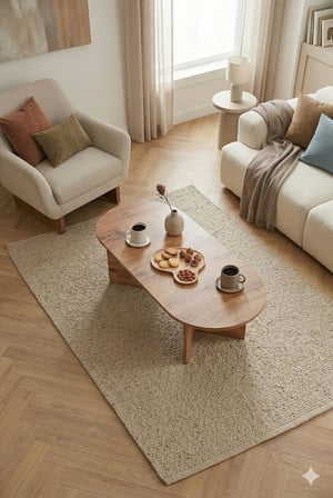 Modern Oval Orta Sehpa Minimal Ahşap Salon Sehpası Şık Tasarım