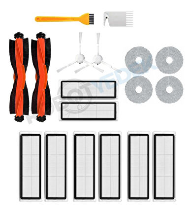 Xiaomi Robot Vacuum S10+ Uyumlu Yedek Fırça Hepa Filtre Mop Seti-18 Parça