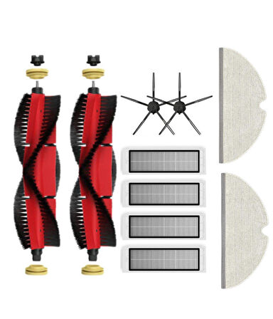 Roborock S5 Max (Siyah) Uyumlu Yedek Fırça Hepa Filtre Mop Seti-10 Parça
