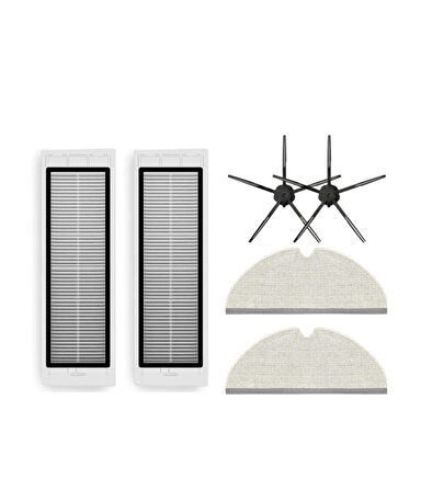 Roborock S5 Max (Siyah) Uyumlu Yedek Hepa Filtre Yan Fırça Mop-6 Parça