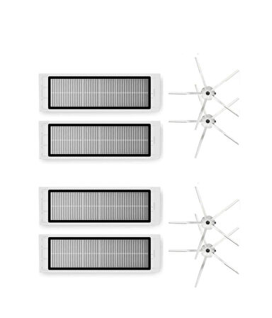 Roborock S6/S6 Pure Uyumlu Yedek Hepa Filtre Yan Fırça -8 Parça
