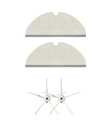 Roborock S6/S6 Pure Uyumlu Yedek Mop ve Yan Fırça-4 Parça