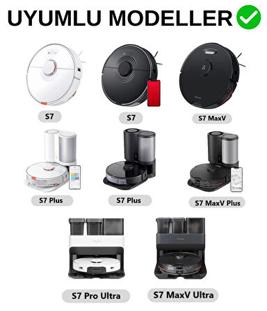 Roborock S7 Uyumlu Yedek 10 Hepa Filtre ve Temizleme Fırçası