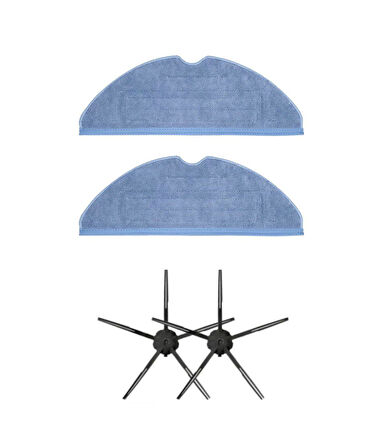 Roborock S7 Siyah Uyumlu Yedek Mop ve Yan Fırça-4 Parça