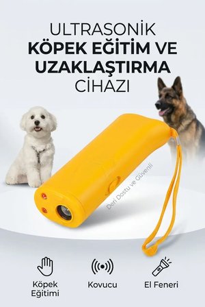 Eco Lounge Ultrasonik Köpek Eğitim ve Uzaklaştırma Cihazı LED Fenerli Sarı