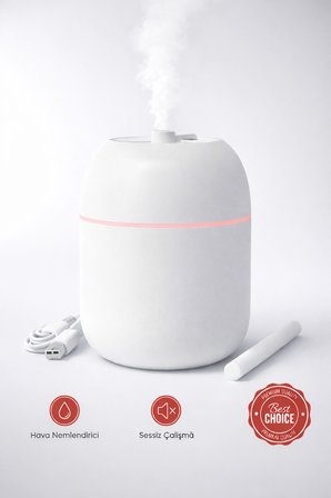 Sessiz Ultrasonik Hava Nemlendirici 220ml Buhar Makinesi Gece Lambalı USB Ofis Ev Tipi
