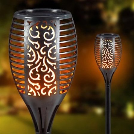 Eco Lounge Alev Efektli Solar Bahçe Lambası Sensörlü Dekoratif Aydınlatma Small Siyah