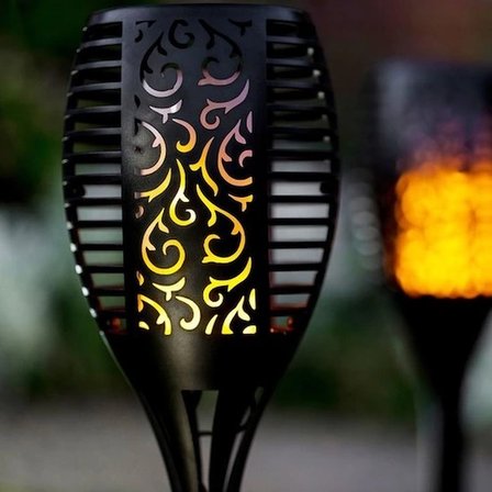 Eco Lounge Alev Efektli Solar Bahçe Lambası Sensörlü Dekoratif Aydınlatma Small Siyah
