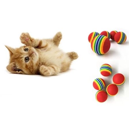 Eco Lounge 2 Adet Gökkuşağı Renkli Kedi Oyun Topu 4.2 cm Diş Temizleme
