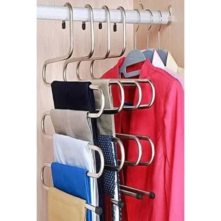 Eco Lounge S-Tipi Çok Katlı Metal Pantolon Askısı Kaymaz Tasarım