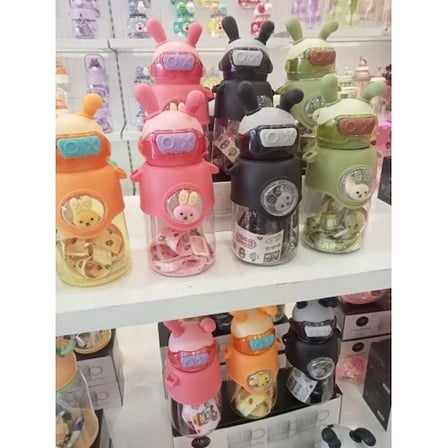 Eco Lounge Tavşan Figürlü Çocuk Suluk Pipetli Askılı BPA Free Matara
