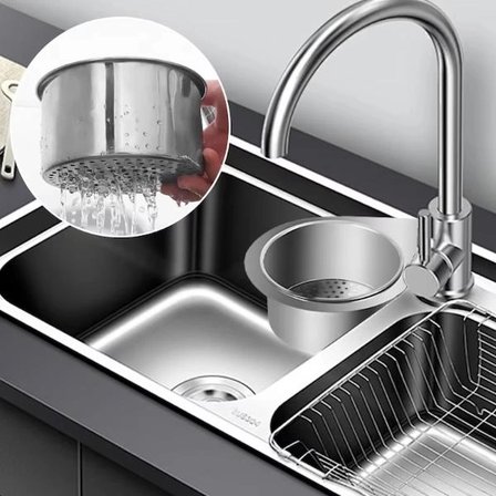 Eco Lounge Kuğu Tasarımlı Paslanmaz Çelik Lavabo Bulaşık Sepeti Gümüş Metal