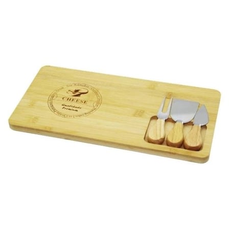 Eco Lounge 40 Cm Bambu Peynir Sunum Tahtası Ve 3 Parça Bıçak Seti