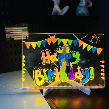 Eco Lounge LED Aydınlatmalı Yazı ve Çizim Tahtası 20x20 cm Ayaklı Akrilik