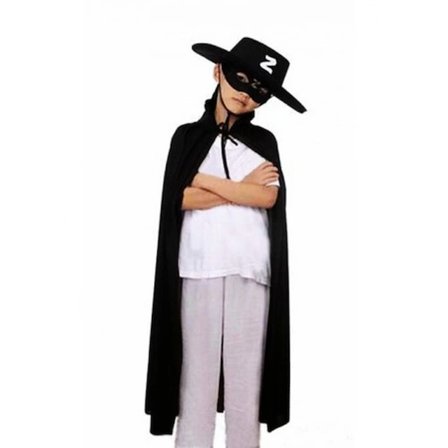Eco Lounge Zorro Çocuk Kostüm Seti Pelerin Şapka Maske Siyah Polyester