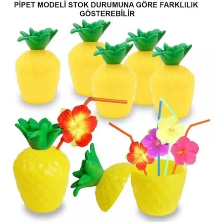 Eco Lounge Ananas Pipetli Meşrubat Bardağı Plastik 10x13 cm