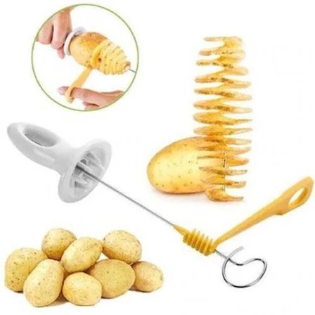 Eco Lounge Spiral Patates Dilimleyici Sarı Renk Paslanmaz Çelik Mutfak Gereci Pratik Kesici