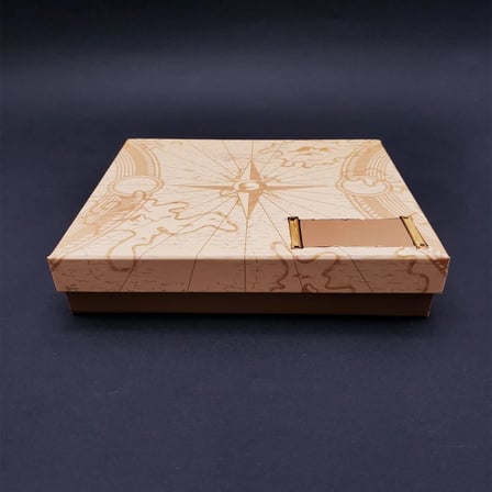 Eco Lounge Pusula Temalı Hediye Kutusu Bej 16x17x4 cm Dekoratif Karton Kutu