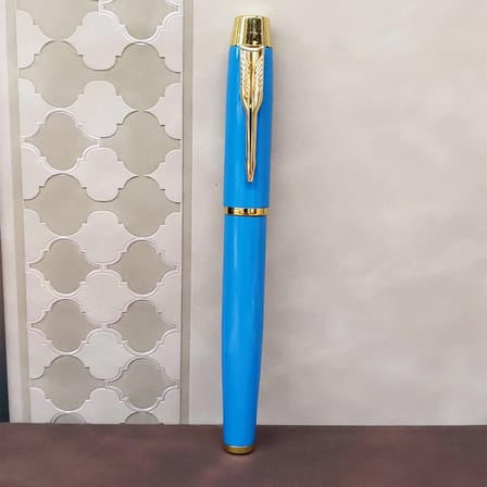 Eco Lounge Turkuaz Metal Roller Kalem Altın Detaylı Şık Yazım Aracı