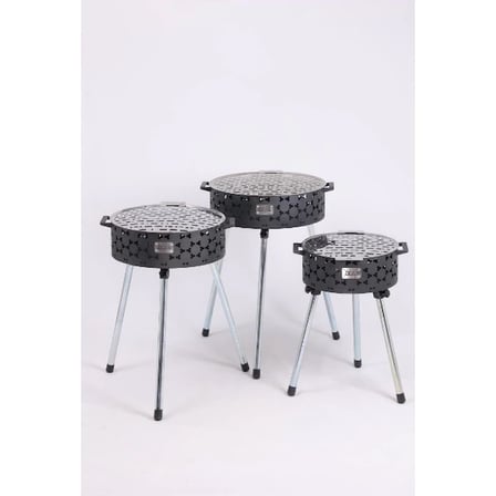 Eco Lounge Katlanabilir Kömürlü Mangal Orta Boy Taşınabilir Siyah Gümüş