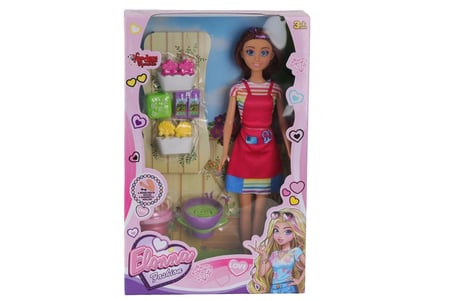 Vardem Elonna Fashion 29 cm Çiçekçi Oyuncak Bebek Aksesuarlı Pembe