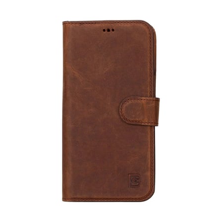 Eco Lounge Apple iPhone 15 Pro Uyumlu Deri Cüzdanlı Kılıf RFID Korumalı