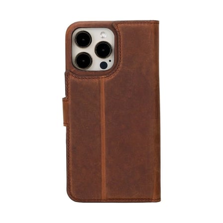 Eco Lounge Apple iPhone 15 Pro Uyumlu Deri Cüzdanlı Kılıf RFID Korumalı